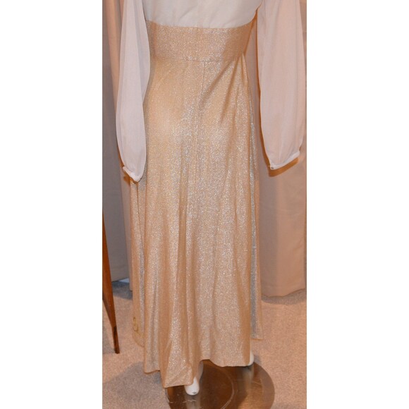 1960s  Dress Vintage Glitzy Gold with Cream Hollywood Starlett to Queen of House - Picture 3 of 7
